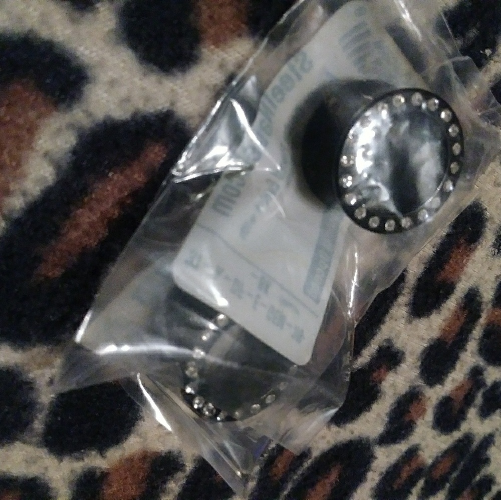 7/8" Black Acrylic CZ Gem Tunnel Gauges